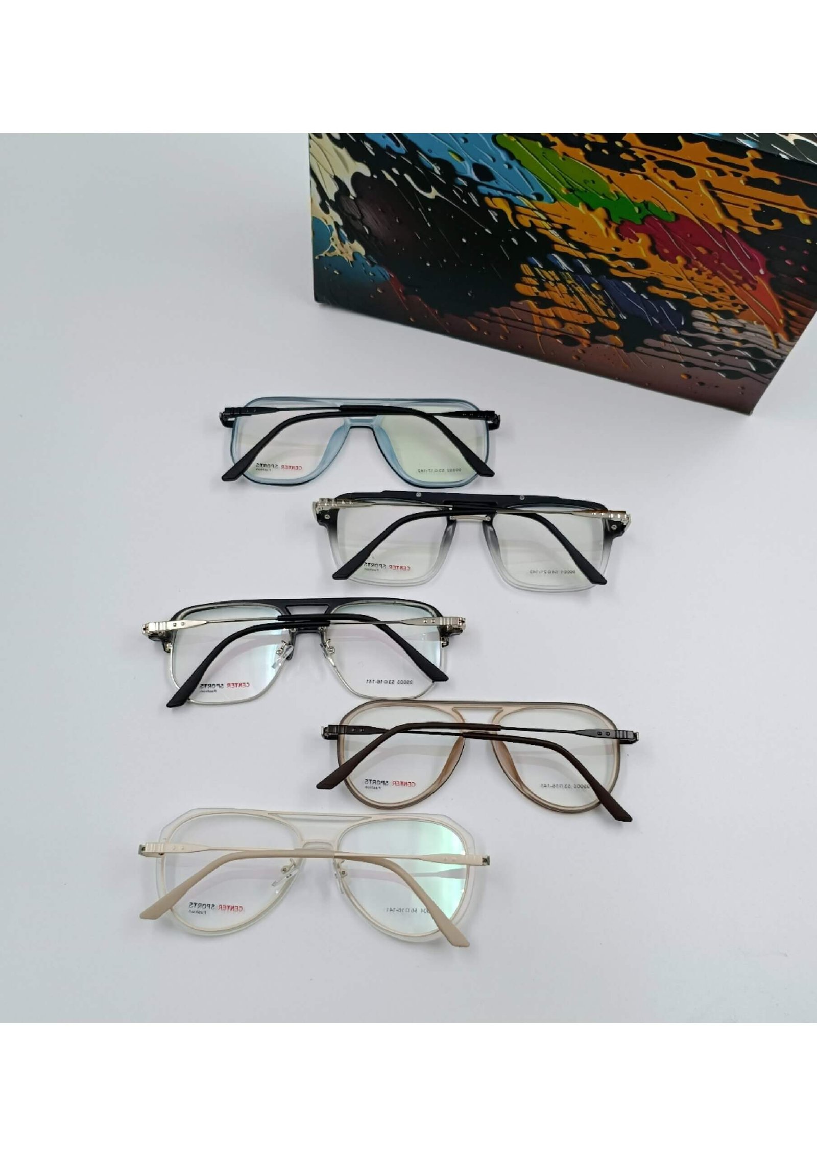 Four stylish glasses in a row.