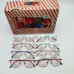 Colorful glasses in decorative box