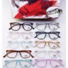 Various stylish eyeglasses displayed neatly with tr-90 frame, spring hinges