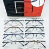 Various stylish eyeglasses displayed neatly with frame, spring hinges