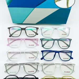 Various stylish eyeglasses displayed neatly with frame, spring hinges